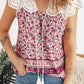 Floral Tassel Tie Eyelet Blouse