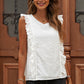 Ruffle Trim Round Neck Sleeveless Top