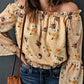 Floral Off-Shoulder Ruffle Hem Top