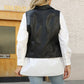 PU Leather Sleeveless Jacket with Buckle Detail