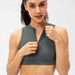 Full Size Cropped Cutout Back Zipper Front Active Tank Top