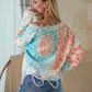 Tie-Dye V-Neck Long Sleeve Sweater