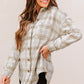 Plaid Curved Hem Dropped Shoulder Longline Shirt Jacket