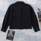 Frayed Trim Snap Down Denim Jacket