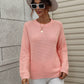 Drop Shoulder Round Neck Ribbed Cuff Sweater
