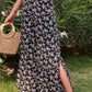 Floral Paperbag Waist Slit Ankle Wide Leg Pants