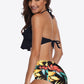 Two-Tone Ruffled Halter Neck Two-Piece Swimsuit