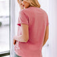 Round Neck Cuffed Sleeve Tee with Breast Pocket