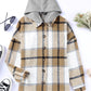 Plaid Button Front Brushed Hooded Jacket