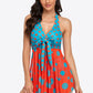 Two-Tone Halter Neck Swim Dress and Bottoms Set