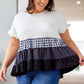 Plus Size Plaid Color Block Tiered Blouse