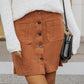 Buttoned Corduroy Mini Skirt