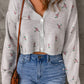 Floral Button Down Cropped Cardigan
