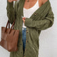 Cable-Knit Button Down Longline Cardigan with Pockets