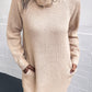 Turtleneck Raglan Sleeve Rib-Knit Dress with Pockets