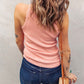 Scalloped Trim Ribbed Sleeveless Top