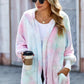 Fleece Hooded Open Front Jacket with Pockets