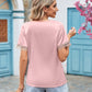 Contrast Trim Short Sleeve Plunge Blouse