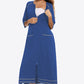 Zip Up Slit Night Dress with Pockets