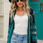 Striped Button-Front Fuzzy Cardigan