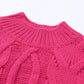 Mixed Knit Fringe Hem Mock Neck Sweater