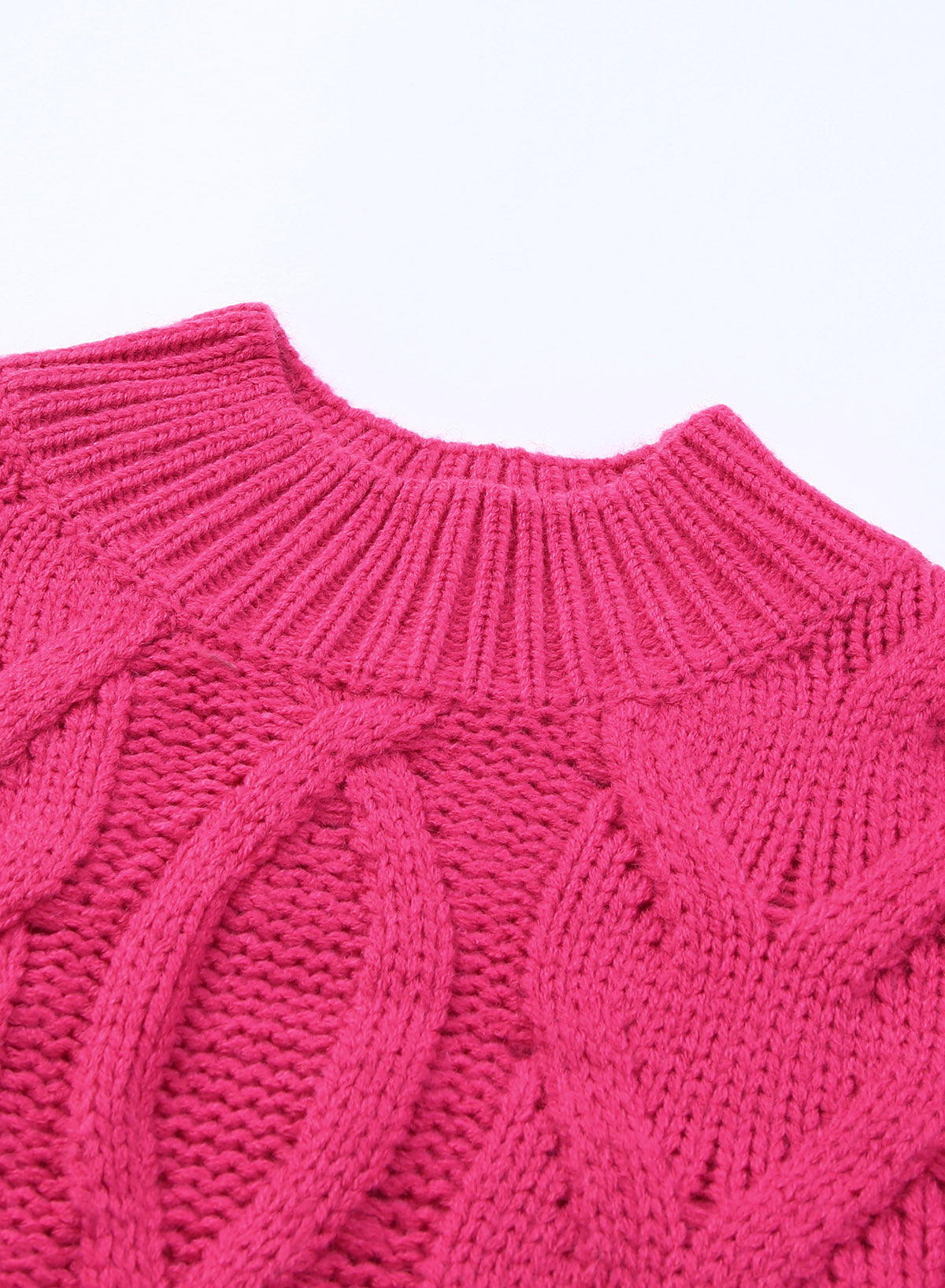 Mixed Knit Fringe Hem Mock Neck Sweater