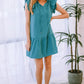 Ruffle Shoulder Tie-Neck Tiered Dress