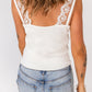 Spliced Lace Ribbed Tank