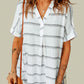 Notched Side Slit Cuffed Blouse