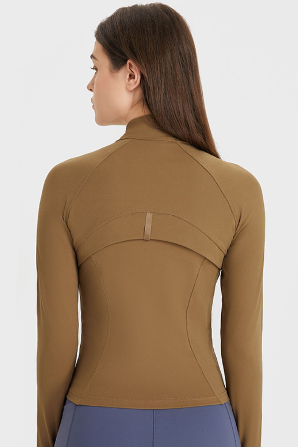 Zip Up Thumbhole Sleeve Sports Jacket with Pockets