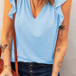 Butterfly Sleeve Notched Neck Top