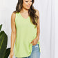 Blumin Apparel Chance of Sun Full Size Ribbed V-Neck Tank in Green