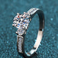 Lucky Charm Moissanite Rhodium-Plated Ring