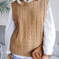 Round Neck Openwork Capped Sleeve Sweater Vest