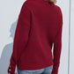 Button Detail Dropped Shoulder Rib-Knit Sweater