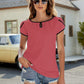 Contrast Trim Petal Sleeve Round Neck Blouse
