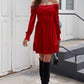 Off-Shoulder Smocked Ruffle Hem Dress