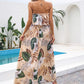 Printed Layered Strapless Maxi Dress
