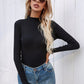 Frill Trim Rib-Knit Sweater