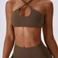 Cropped Halter Neck Sports Bra