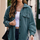 Button Front Fleece Shacket with Breast Pockets