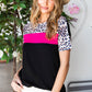 Leopard Color Block Short Sleeve Tee