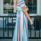 Striped Print High Waist Maxi Dress