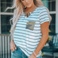 Striped Notched Neck T-Shirt