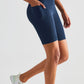 High-Rise Wide Waistband Biker Shorts with Pockets