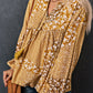 Patchwork Tassel Balloon Sleeve Blouse