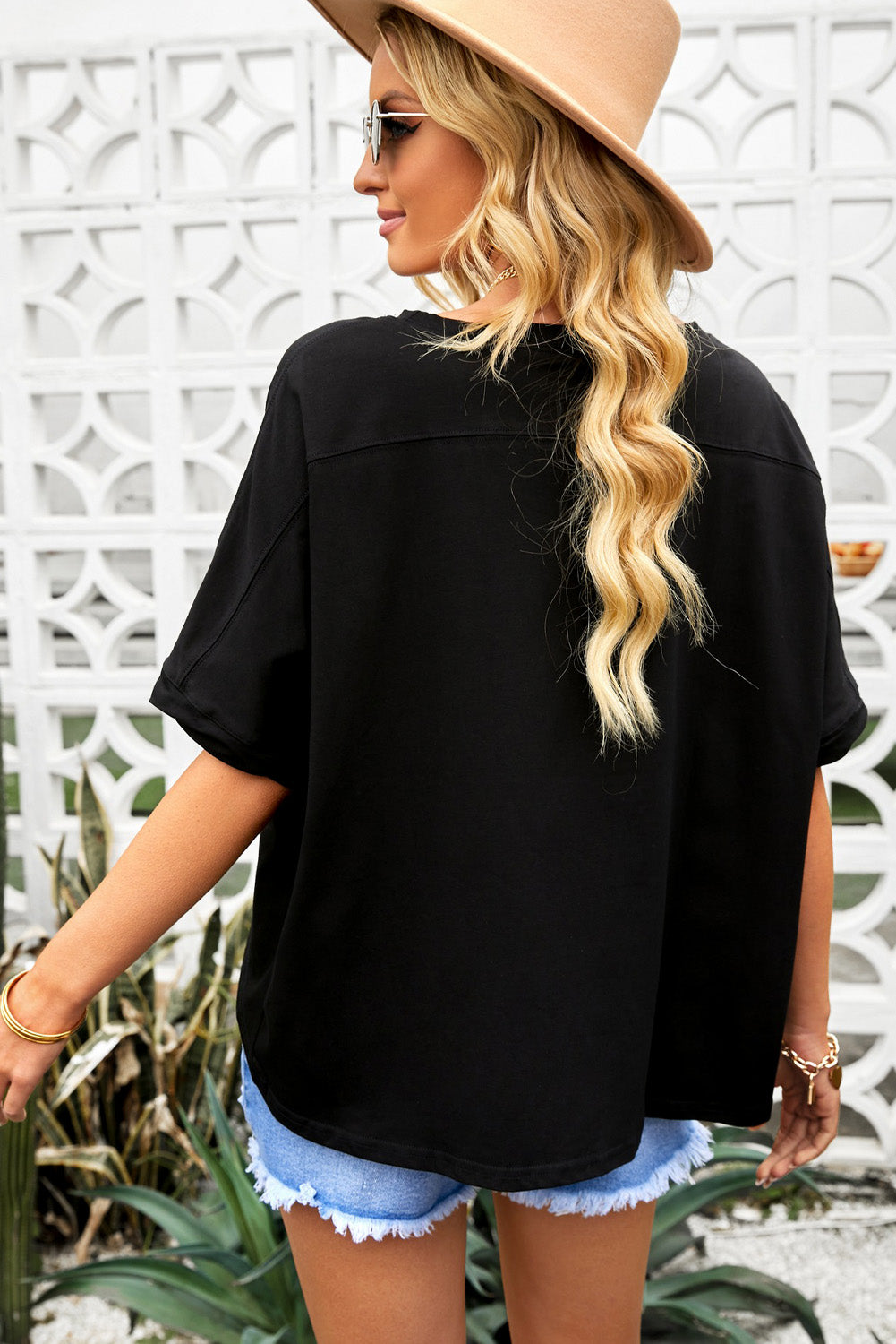 High-Low Round Neck Tee
