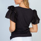 White Birch Full Size Ruffled Round Neck Top
