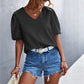 Swiss Dot Puff Sleeve V-Neck Top