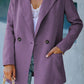 Double-Breasted Padded Shoulder Blazer with Pockets